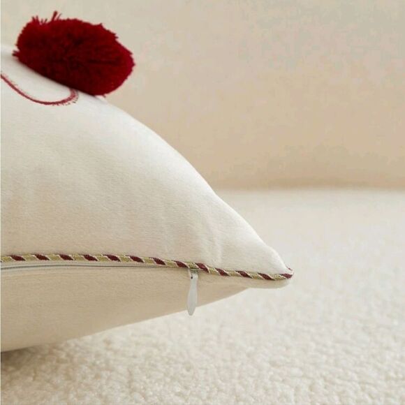 Ho Ho Ho Pom Pom Pillow Cover - Picture 7 of 9